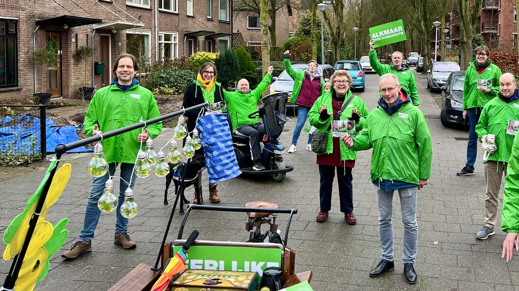 groep campaigners met bakfiets